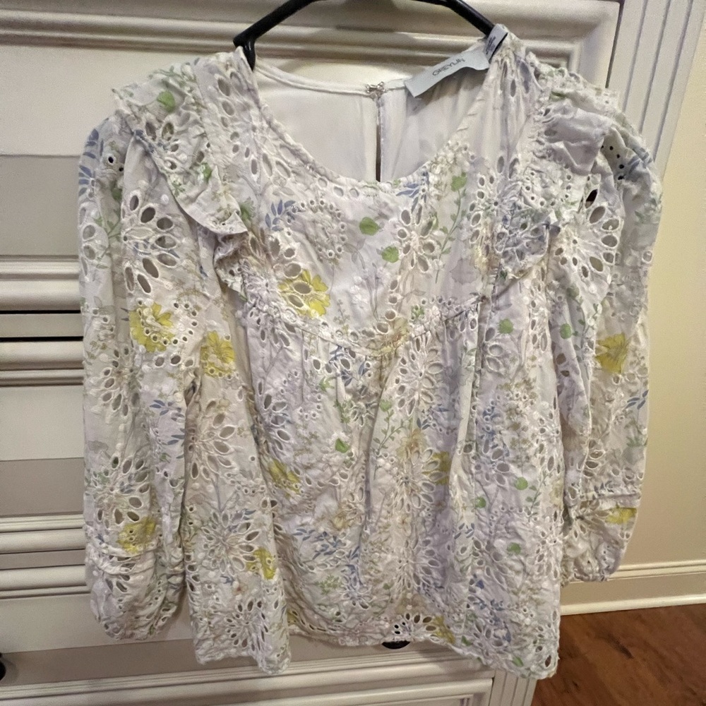 Greylin eyelet floral top